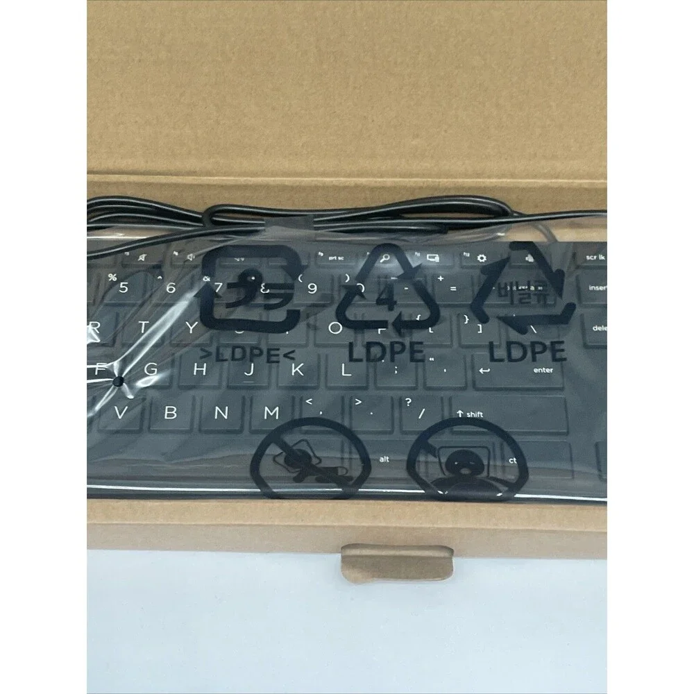HP Slim USB Keyboard HSA-D005K Wired English Desktop Black (2) New-Open Box